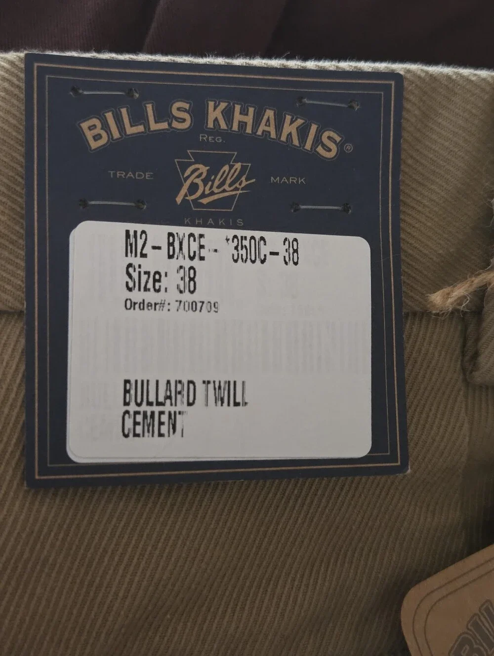 NEW Bills Khakis Bullard Twill M2 Classic Fit Tan Chino Pants Men's 38 x 34 $248